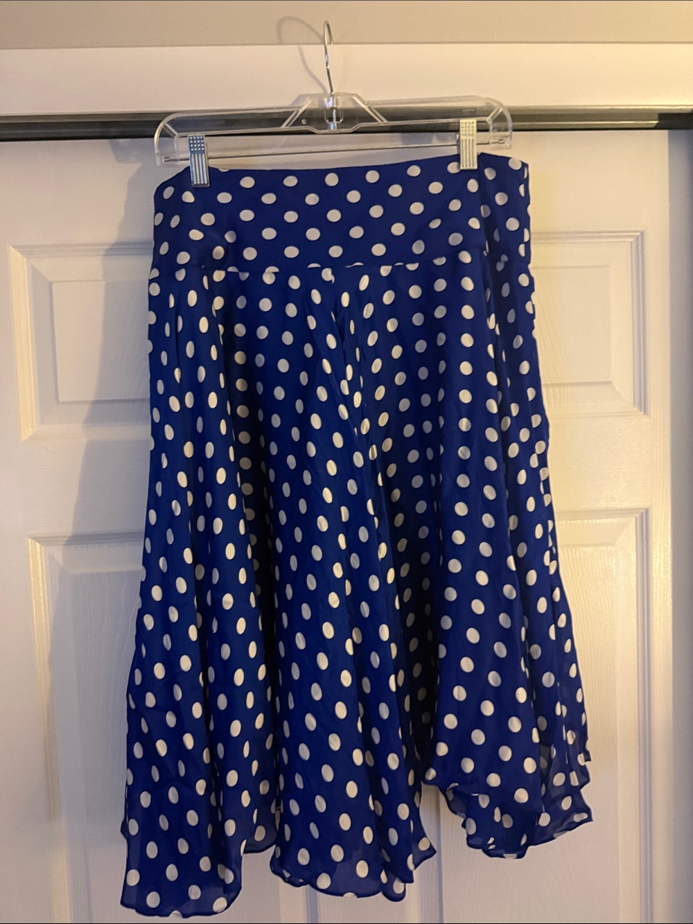 Ralph Lauren Royal Blue Polka Dot Circle Silk Skirt